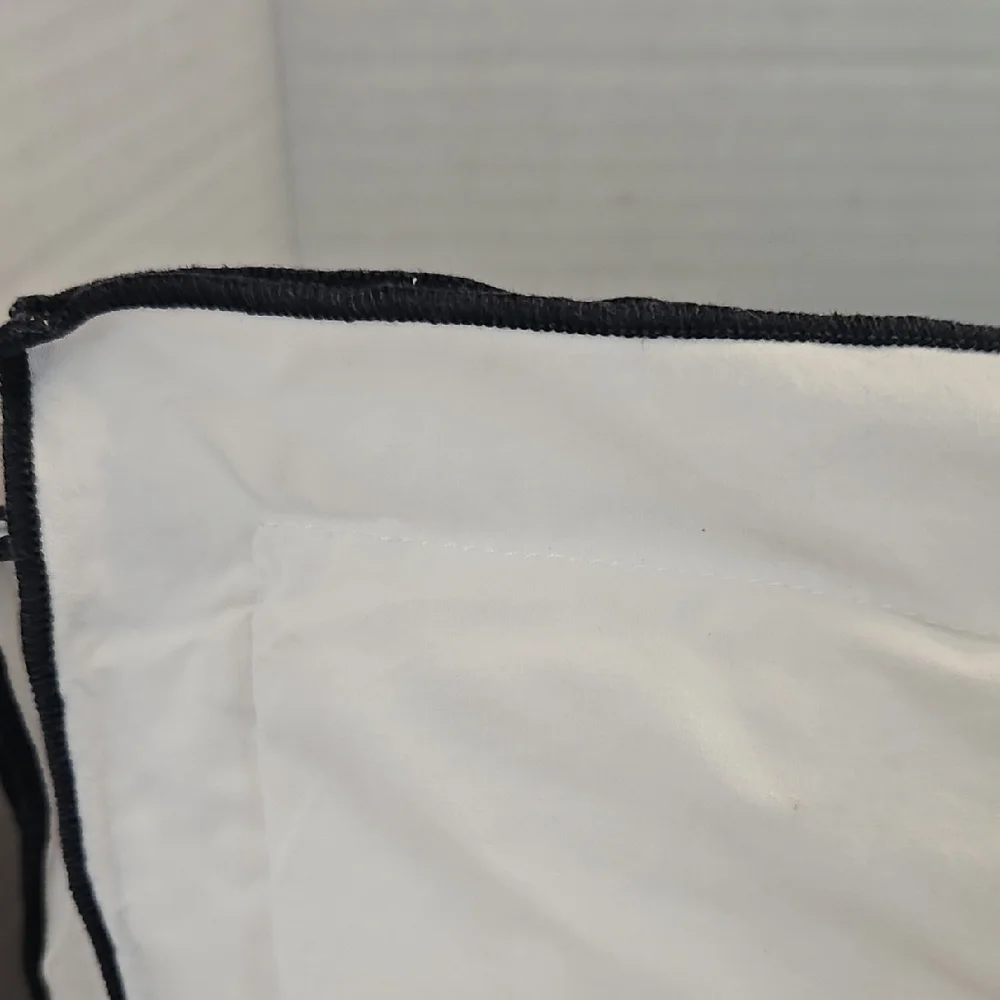 Restoration Hardware White Black Italian Tipped Satin Stitch Full Duvet Cover